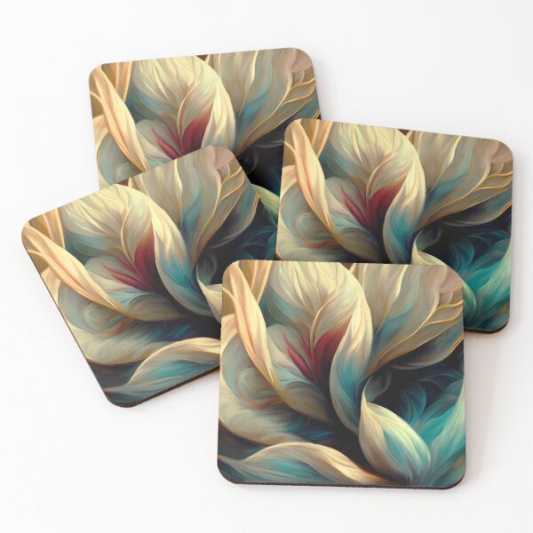 Item preview, Honey Cream And Aqua Floral Swirls Abstract Art designed and sold by DEC02.