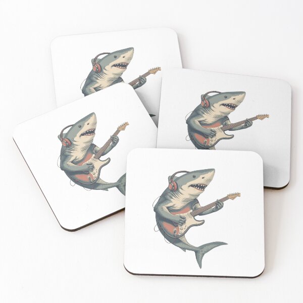 Item preview, Shark playing electric guitar designed and sold by MoonFishMM.