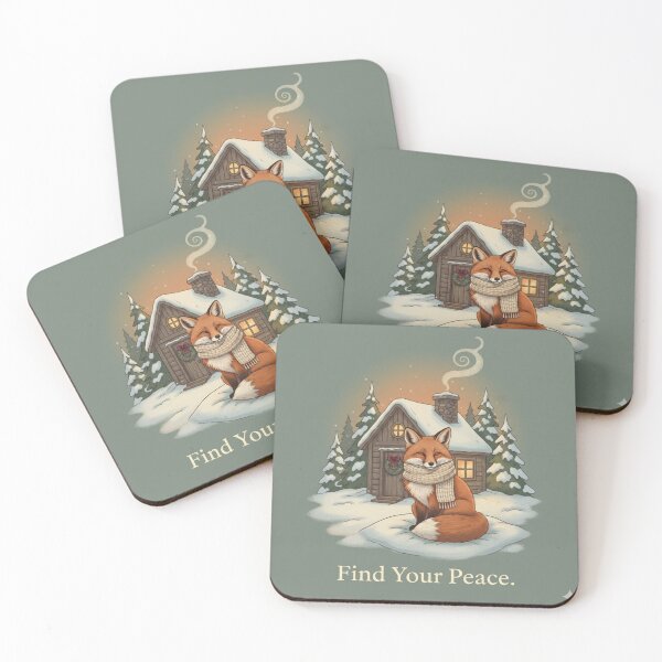 Aperçu de l'œuvre Find Your Peace | Cozy Cottage Core Christmas Fox Design créée et vendue par kinany00.