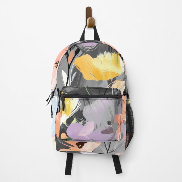 Item preview, Soft Peach And Yellow Abstract Floral On Gray designed and sold by DEC02.
