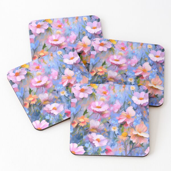 Item preview, Fairytale Fantasy Pink Floral Abstract On Sky Blue designed and sold by DEC02.
