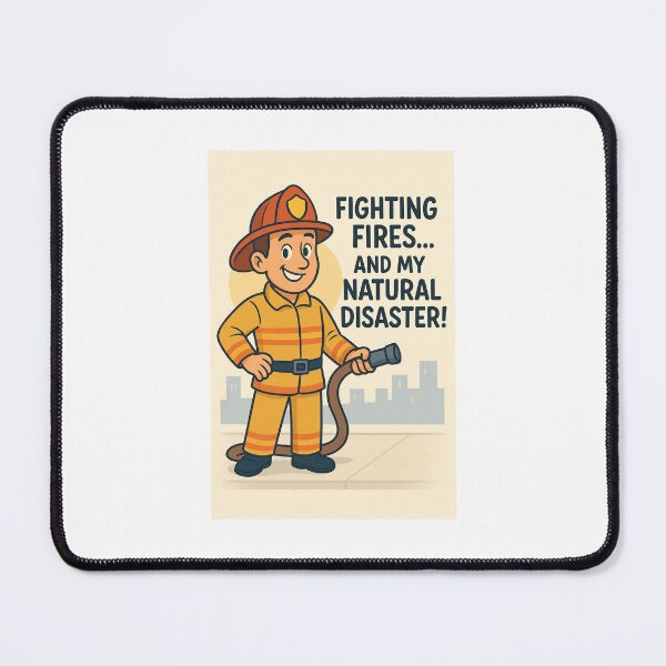 Item preview, Funny Firefighter Quote Art – “Fighting Fires… And My Natural Disaster!” Clean Vector Cartoon Illustration designed and sold by WhimsyByPaul.redbubble.com.