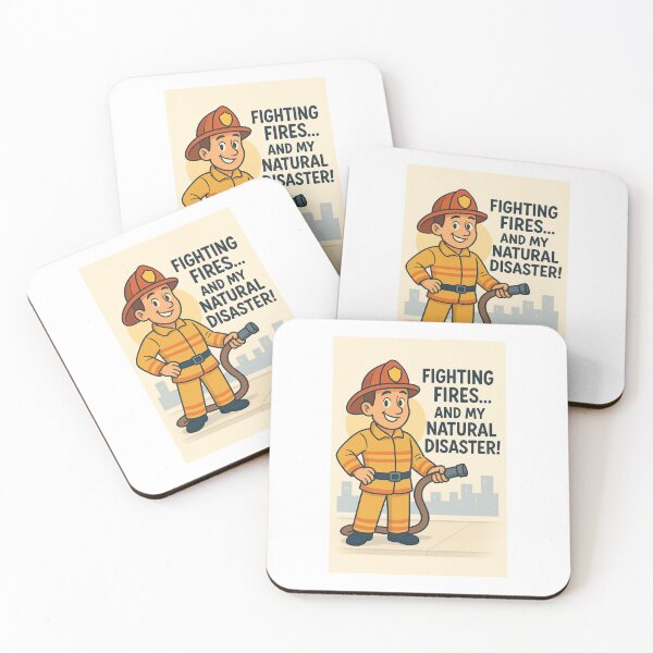 Item preview, Funny Firefighter Quote Art – “Fighting Fires… And My Natural Disaster!” Clean Vector Cartoon Illustration designed and sold by WhimsyByPaul.redbubble.com.