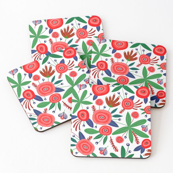 Item preview, Modern Red Floral Abstract Designs With Green Leaves designed and sold by DEC02.