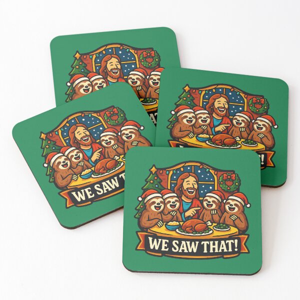 Item preview, We Saw That Jesus Sloths Santa Christmas Dinner designed and sold by plushism.