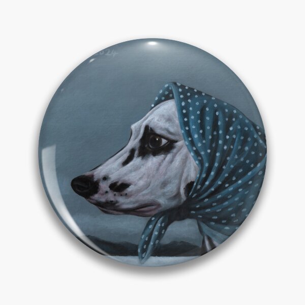 Item preview, A dog wearing Babushka gazes at the snowy landscape and distant mountains, feeling intensely homesick. designed and sold by EmilyDouArt.