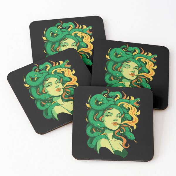 Item preview, Mythical Serpent Queen with Fiery Snake Hair Art designed and sold by DrawHandArt.