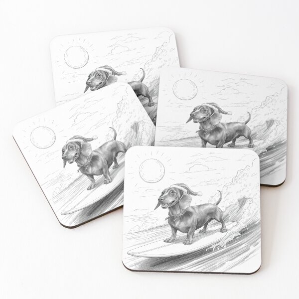 Item preview, Christmas Dachshund - Surfing designed and sold by KurzeBeineArt.