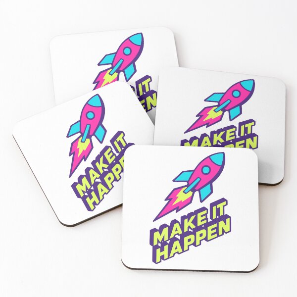 Item preview, Make It Happen • Neon Isometric Rocket Design designed and sold by DSGIN4YOU.