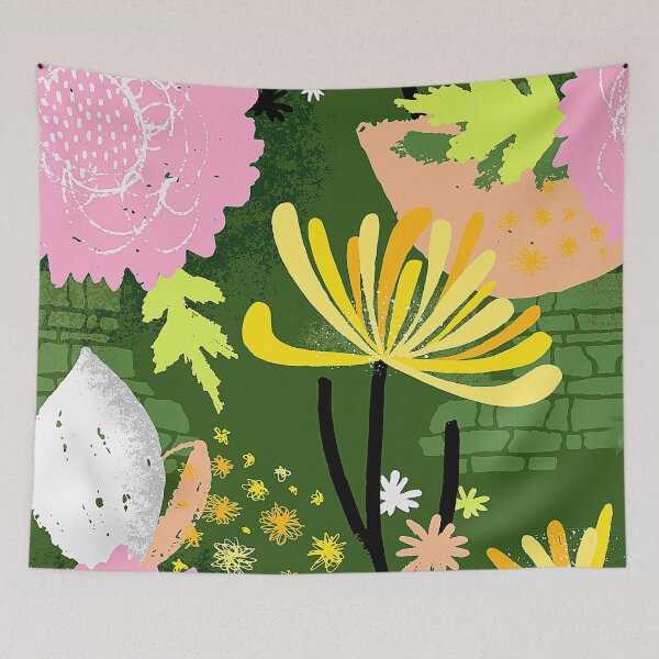 Item preview, Pink, Green And Yellow Abstract Floral And Leaves designed and sold by DEC02.