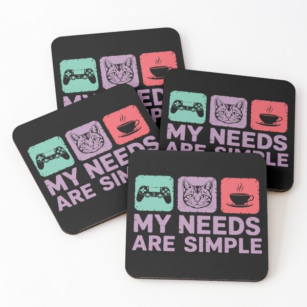 Item preview, My Needs Are Simple – Gaming, Cats, Coffee Icons designed and sold by JoRealm.
