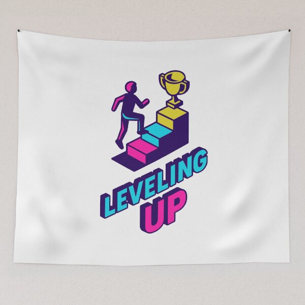 Item preview, Leveling Up • Neon Isometric Gamer Design designed and sold by DSGIN4YOU.