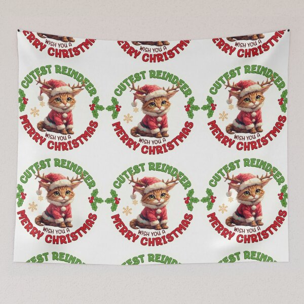 Item preview, Santa Claus cat. The cutest reindeer wishes you a Merry Christmas! designed and sold by Natalia-Vlad.