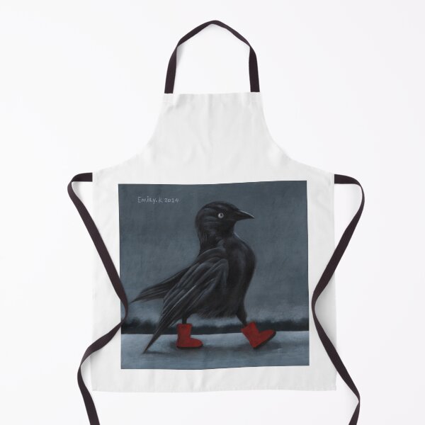 Item preview, A crow wearing red boots was striding through the snow, feeling warm. designed and sold by EmilyDouArt.