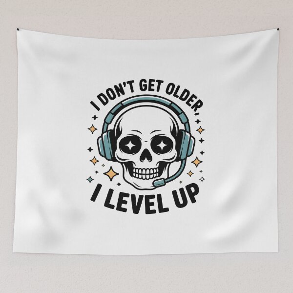 Item preview, Blue Headset Skull – I Level Up Gamer Art designed and sold by CalmDownZone ⭐️⭐️⭐️⭐️⭐️.