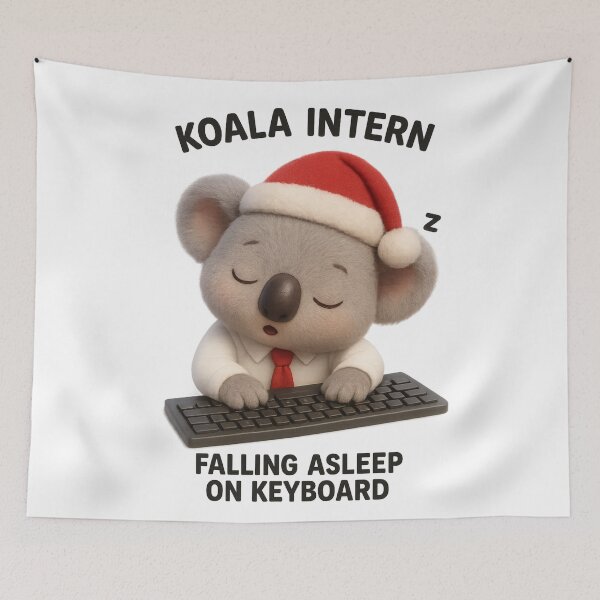 Item preview, Cute Koala Intern Falling Asleep on Keyboard | Kawaii Workplace Gift Art designed and sold by Moons Studio.