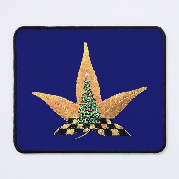 Item preview, Christmas Tree on Checkered Floor Painting on Sweetgum Leaf designed and sold by Art by Agnes Bosze.
