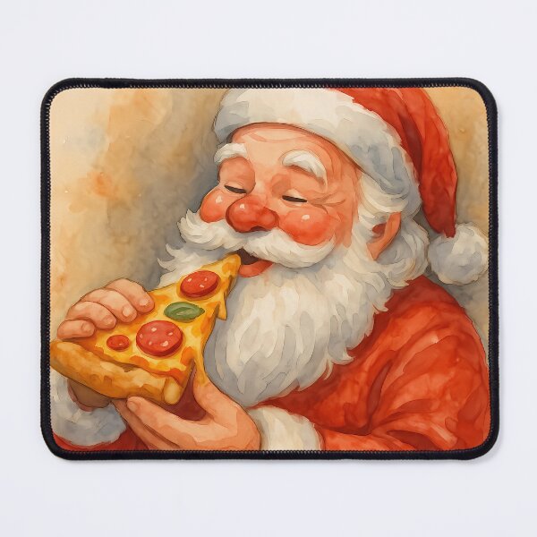 Item preview, Santa Claus Eating Pizza Watercolor Art designed and sold by yPaladino432.