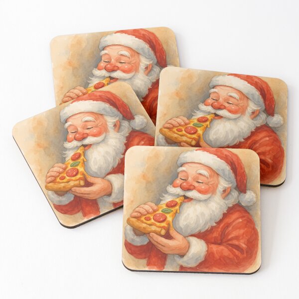 Item preview, Santa Claus Eating Pizza Watercolor Art designed and sold by yPaladino432.