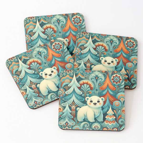 Item preview, Nordic Winter Polar Bear Floral Forest Pattern designed and sold by Dream Bloom Gallery.
