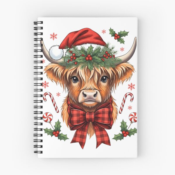 Aperçu de l'œuvre Vache des Highlands festive pour Noël créée et vendue par Eclectic Monkey.