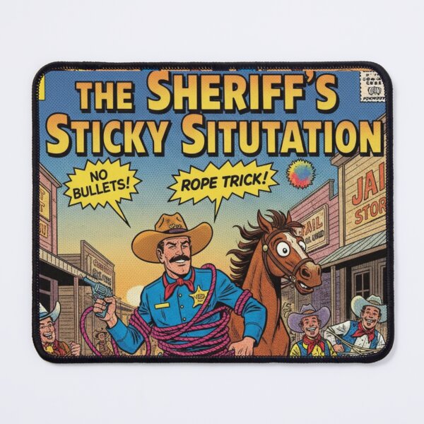 Item preview, Funny Western Comic Sheriff Sticky Situation Retro Pop Art designed and sold by VibranPalette.