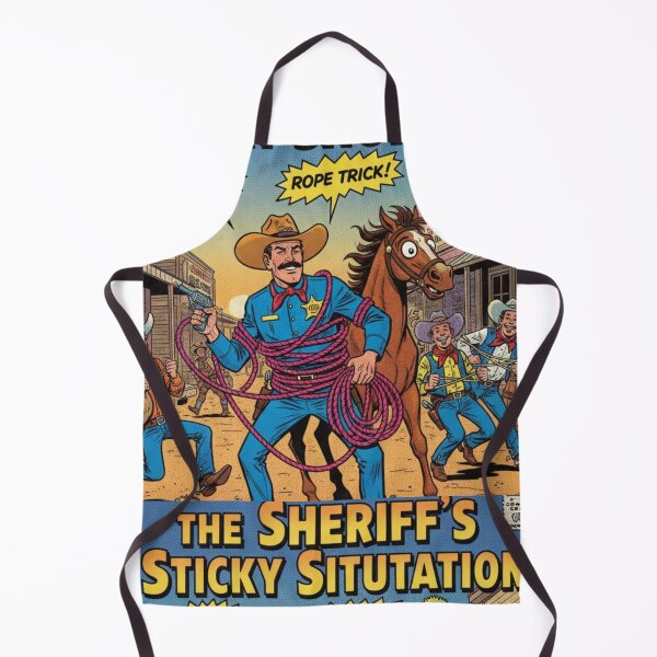 Item preview, Funny Western Comic Sheriff Sticky Situation Retro Pop Art designed and sold by VibranPalette.