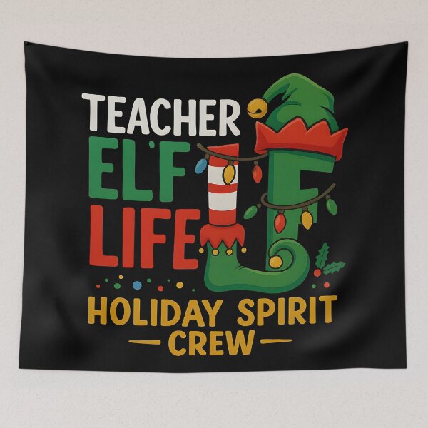Item preview, Teacher Elf Life Christmas Holiday Spirit Crew Tee designed and sold by DrawHandArt.