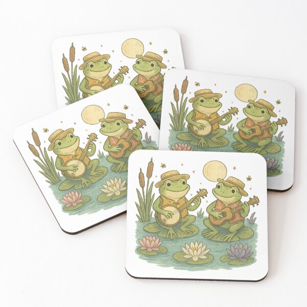Item preview, Frog Band Playing Banjo and Guitar on Lily Pads Cute Music Sticker designed and sold by inkoutninja.