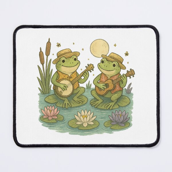 Item preview, Frog Band Playing Banjo and Guitar on Lily Pads Cute Music Sticker designed and sold by inkoutninja.
