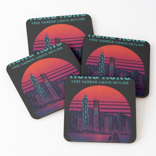 Item preview, Hong Kong – +852 Harbor Lights Skyline Retro Neon Shirt designed and sold by Laughprints.