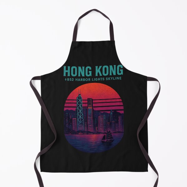Item preview, Hong Kong – +852 Harbor Lights Skyline Retro Neon Shirt designed and sold by Laughprints.