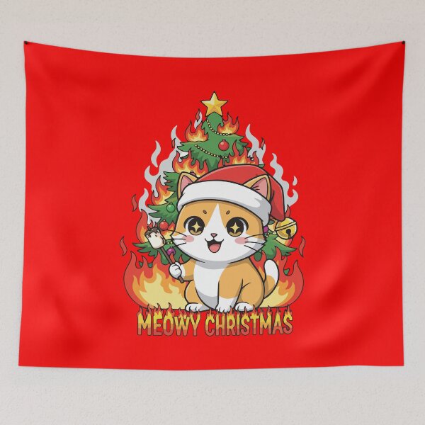 Item preview, Meowy Christmas Cat Tree Fire designed and sold by GhoulishGraphX.