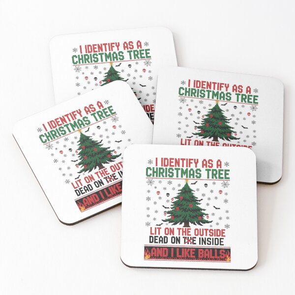 Item preview, I Identify As A Christmas Tree, Lit On The Outside Dead On The Inside And I Like Balls" | Dark Ugly Christmas Sweater Knit Skull Funny Holiday designed and sold by chuxiedesign.