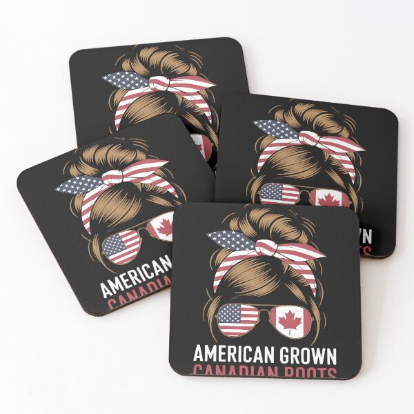 Item preview, USA American Grown Canadian Roots Canada Flag designed and sold by AvagondaMind.