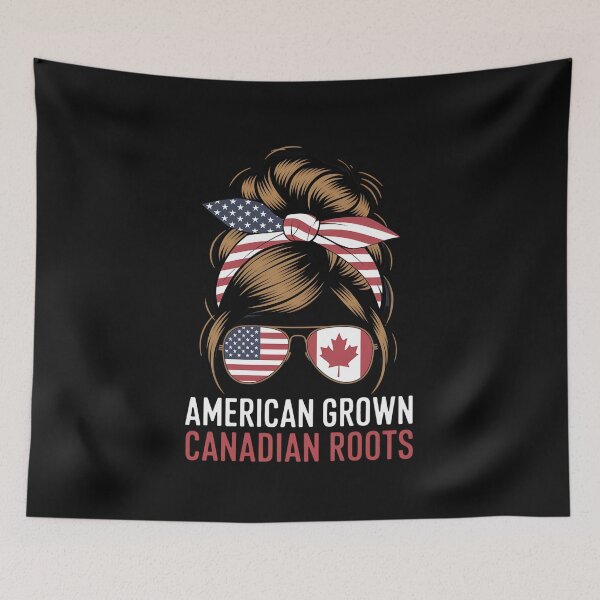 Item preview, USA American Grown Canadian Roots Canada Flag designed and sold by AvagondaMind.
