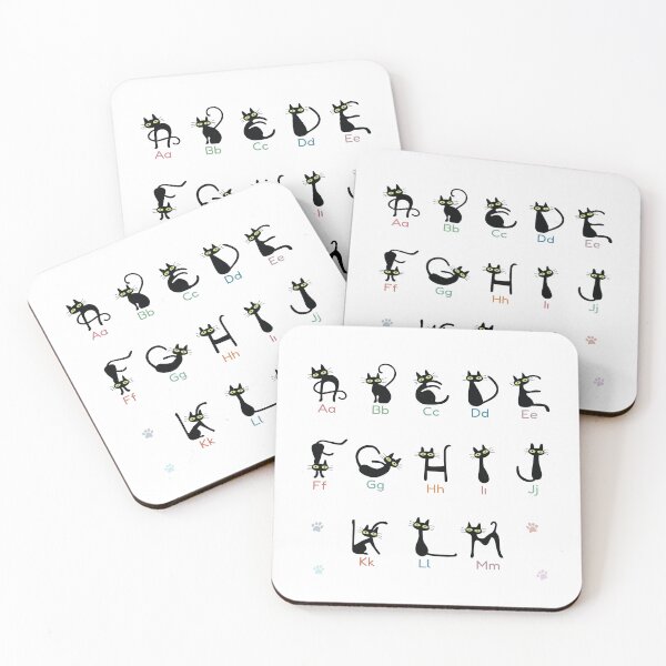 Item preview, Black Cat Alphabet Stickers • Cute Cat Letter A–M Pack • Minimal Kitty Font Art designed and sold by FilizDesigner.