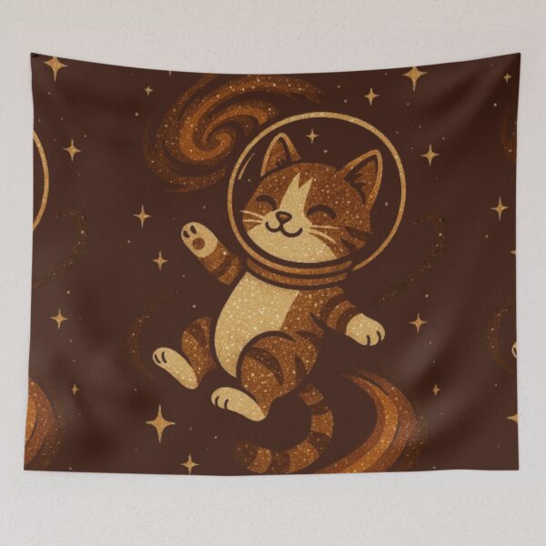 Item preview, Glitter astronaut galaxy Cat Warm tone designed and sold by JediKittenWars.