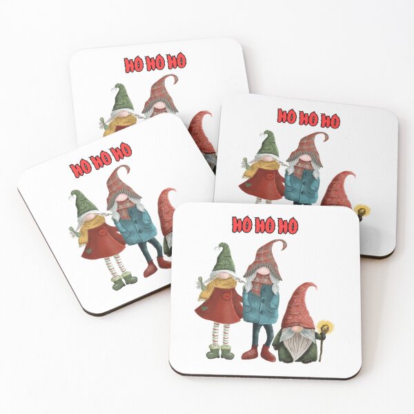 Item preview, Three Cute Christmas Gnomes "HO HO HO" Watercolor Style Illustration designed and sold by Lavaana.