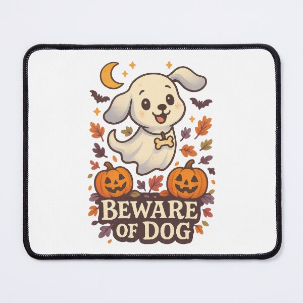 Item preview, Beware of Dog Cute Ghost Puppy Halloween Sticker designed and sold by inkoutninja.