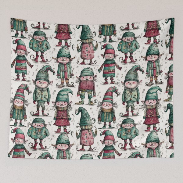 Item preview, Whimsical Christmas Elves Watercolor Seamless Pattern – Playful Holiday Characters designed and sold by dawnleblanc55.