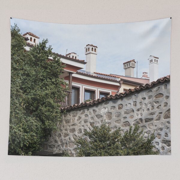 Item preview, Traditional Revival House Hidden Behind High Stone Wall designed and sold by Georgia Mizuleva.