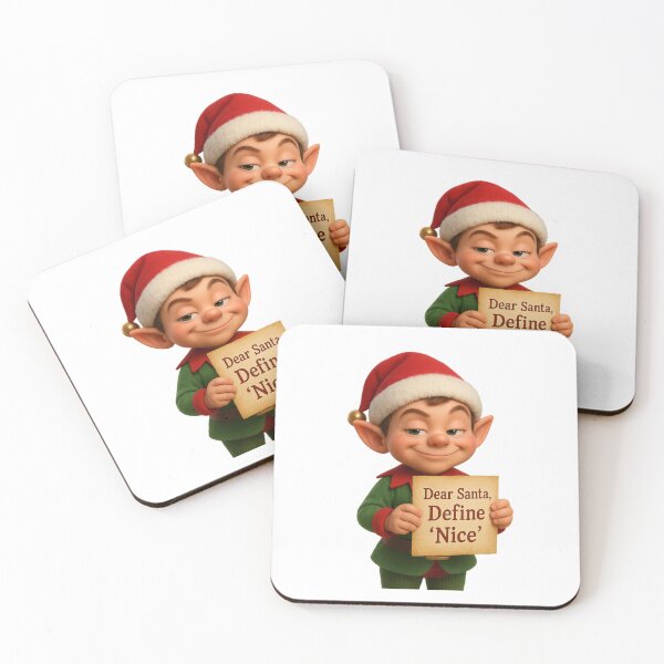 Item preview, Cute Christmas Elf - Dear Santa, Define Nice | Kawaii Fun Christmas Art designed and sold by Moons Studio.