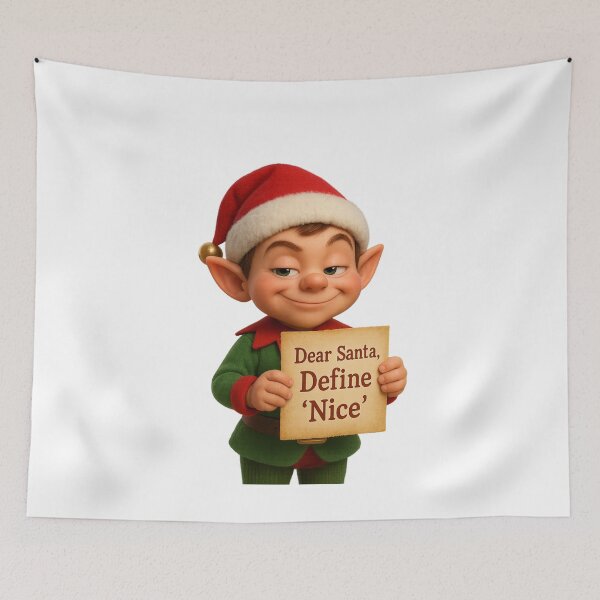 Item preview, Cute Christmas Elf - Dear Santa, Define Nice | Kawaii Fun Christmas Art designed and sold by Moons Studio.