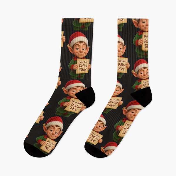 Item preview, Cute Christmas Elf - Dear Santa, Define Nice | Kawaii Fun Christmas Art designed and sold by Moons Studio.