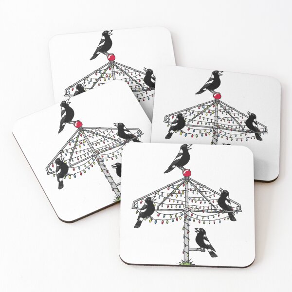 Item preview, Australian Magpies on a Christmas Clothesline – Funny Aussie Christmas Lights Illustration designed and sold by aussiemaggieluv.