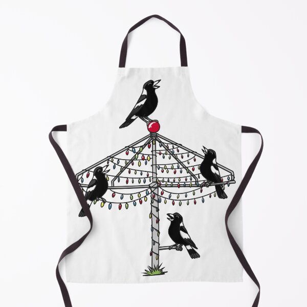 Item preview, Australian Magpies on a Christmas Clothesline – Funny Aussie Christmas Lights Illustration designed and sold by aussiemaggieluv.