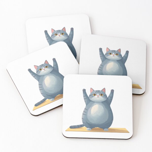 Item preview, Chubby Cat Doing Yoga Stretching Happy Funny Pose designed and sold by takeng07.