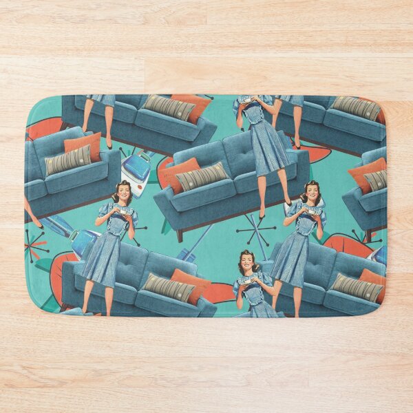 Artikelvorschau, Retro-Atom-Mid-Century-Hausfrauen-Vintage-Sofa-Collage aus den 1950er Jahren entworfen und verkauft von RetroMaggie.