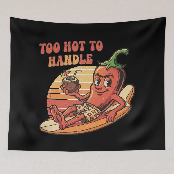 Item preview, Too Hot To Handle Chili Pepper  Retro Spicy Summer Cartoon Design designed and sold by DIRTYSKETCHH.